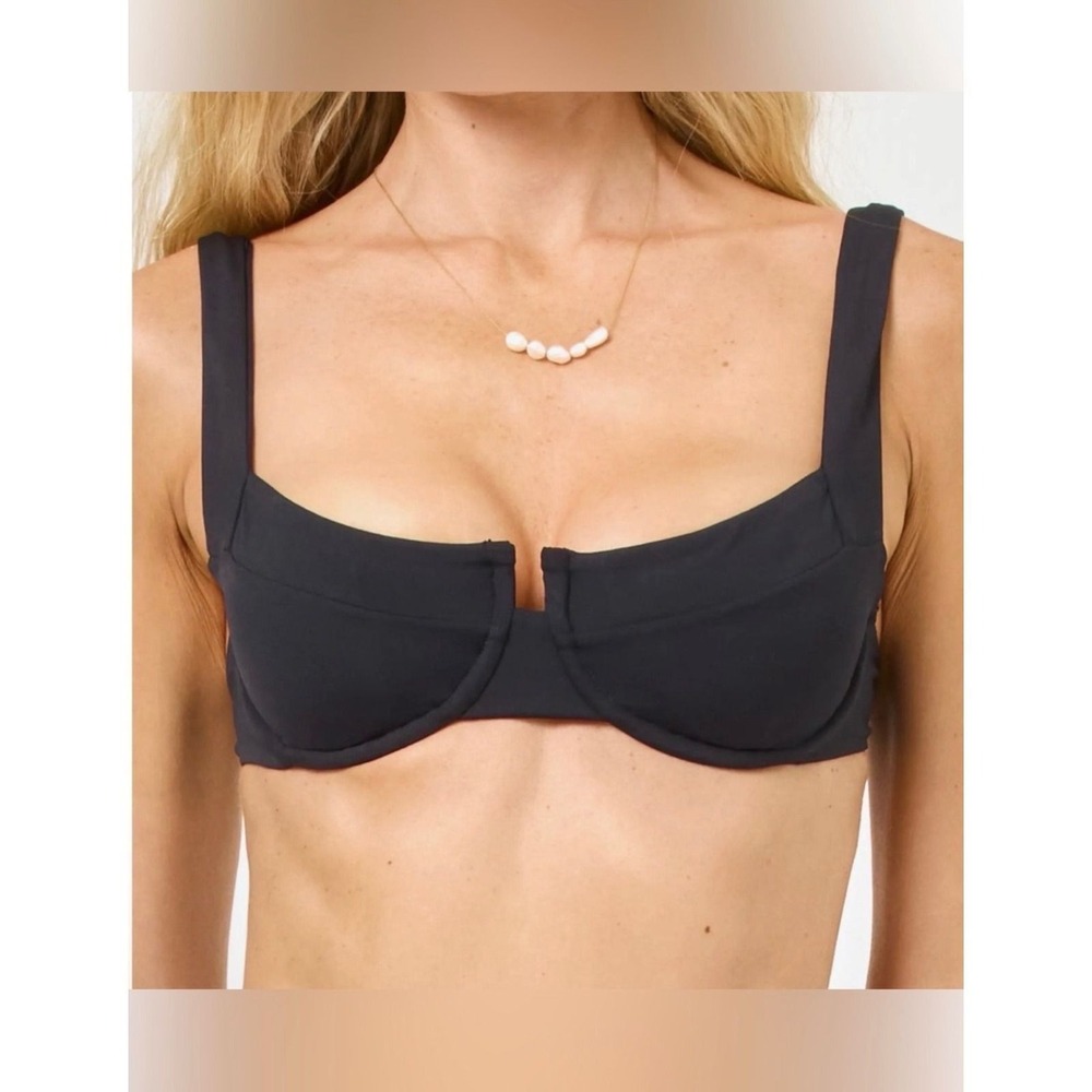LSpace Coast to Coast Underwire‎ Bikini Top Black Large NWT Balconette Swim